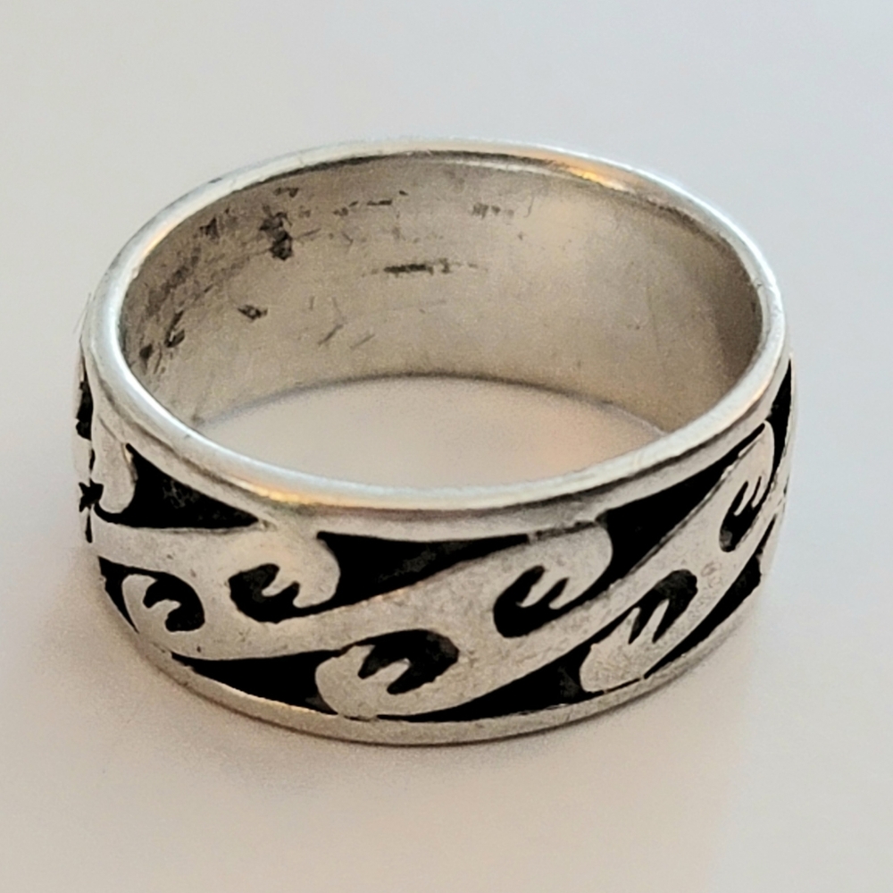 Silver Southwestern Wedding Band